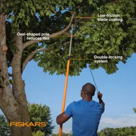 Fiskars 711181707113 Tree Pruner Pole 14 Ft. Saw Branch Limb Pruning Cutter Trimmer Extendable Shaft #3