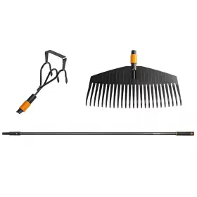 Fiskars 744759676993 3-piece Quikfit Leaf Rake And Cultivator Attachments Garden Tool Set
