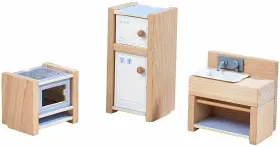 92107935j Fiskars Little Friends Kitchen Room Set - Wooden Dollhouse Furniture For 4 Inch Bendy Dolls