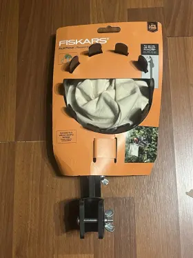 9682 Fiskars Fruit Picker Basket Black Plastic Cotton Cloth Bag No Stick Nip