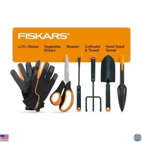 B0d88vcmjd Fiskars Vegetable Garden Tool Set 6-piece With Shears Trowel Gloves And More