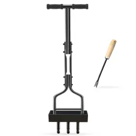 Lyz-sy-stq-3k-bk Fnwsja Manual Lawn Aerator With Tray And 3 Hollow Slots Soil Corer Collector La
