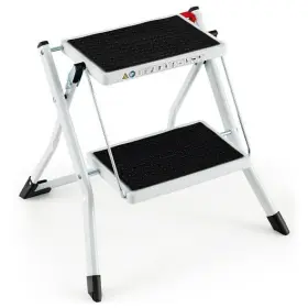 Folding 655471031376 2 Step Ladder Wiht Anti-slip Pedal And Large Foot Pads-black White - C