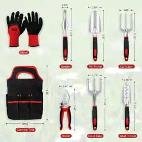 Cz-01 Fosiweelo Gardening Tool Set 8 Pieces Aluminum Heavy Duty Kit With Ergonomic Ha #2