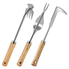 Fr Yycpc-08 3 Pcs Set Weed Puller Tool Hand Weeder 4teeth Uprooting Weeding Style