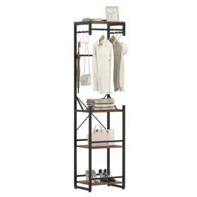 Freestanding Coat Rack 694162391764 With 4 Storage Shelves And 6 Hooks-rustic Brown - Color