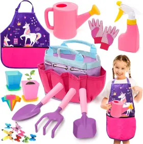 Funcrevity 445007762781 Kids Gardening Tools Set Includes Toddlers Gloves Sturdy Tote Bag Wate