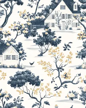 B0f991rnxx Fvlow Blue White Floral Peel And Stick Wallpaper 17.4 Inch X118 Rustic Waterproof