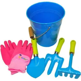 10051blue G & F Justforkids Water Pail With Tool Set Child-sized Metal Tools Wood Handles