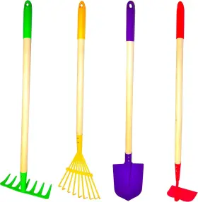 10018 G & F Products And Justforkids Kids Garden Tool Set Toy Rake Spade Hoe Leaf R