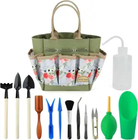 G Good Gain 445044827856 Garden Succulent Kit With Organizer Bag 14 Pieces Tools