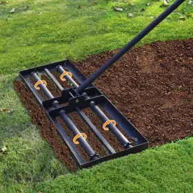 Llrb01 G Greenly-ag 30 Inch Heavy Duty Lawn Leveling Rake 6.5ft Soil Leveler Tool With 4