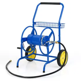 Garden Hose Reel Cart 694162381406 With 2 Wheels And Storage Basket-blue - Color Blue