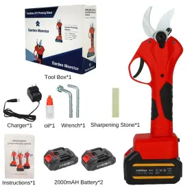 Garden Monster 763762215661 2 Lithium-ion Batteries Included Ergonomic Design Strong Cutting Power