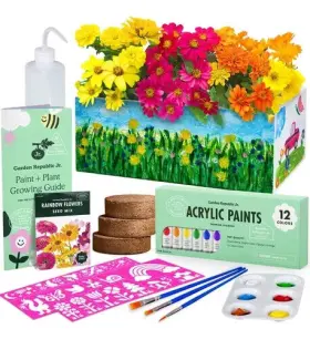Garden Republic Jr. 852482008100 Paint And Plant Flower Growing Kit For Kids - Best Birthday Crafts Gifts