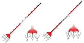 90206 Garden Weasel Rotary Hand Cultivator With Detachable Tines Red - 2-pack