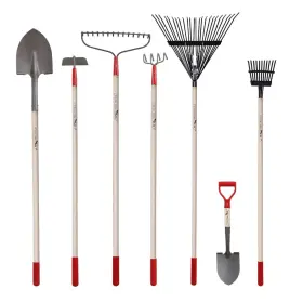 Gardenall 732130355391 7-piece Shovels Rakes Hoe Set Garden Tools Gifts For Women Long Woo