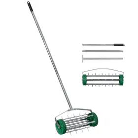 Qi004663 Gardenised 651355046634 Durable Rolling Spike Lawn Aerator With Sturdy Steel Handle And Shar