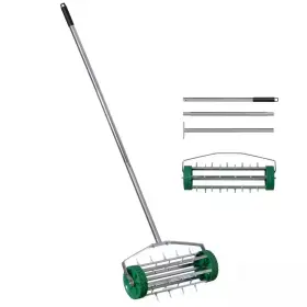 Gardenised 726084790926 Rolling Spike Lawn Aerator With Sturdy Steel Handle And Sharp Metal Tines To Pro