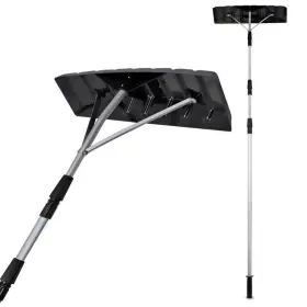 Qi003671 Gardenised Snow Rake Shovel For Roof Cleaning With 21 Ft. Twist-n-lock Extendable Aluminum