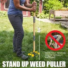 4-cla Gardtech 798220664866 Weed Puller Tool 46-inch Stand Up Made With Real Bamboo And #3