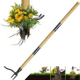 4-cla Gardtech 798220664866 Weed Puller Tool 46-inch Stand Up Made With Real Bamboo And