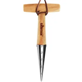 Gardtech 798220672991 Hand Dibber With Wooden Handle Chrome Coated Stainless Steel Head -