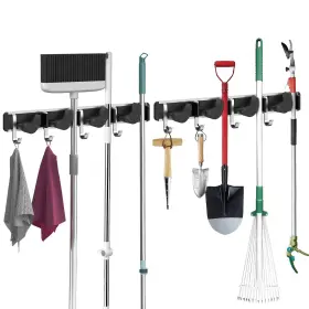 Garlwolex 714855180595 2-pack Metal Mop Broom Holder Wall Mount - 4 Slot Tool Organizer With Rubber