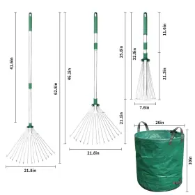 Gartol 747302618228 Adjustable Garden Leaf Rake 33 To 63 Inch Collapsible And Telescopic Metal Rak #2