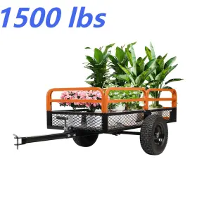 0lys9v3n Garvee 1500 Lbs Steel Dump Trailer Tow Behind Cart 15 Cu.ft Garden Utility