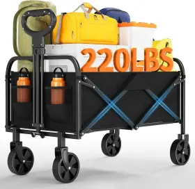 339cpvbkice Garvee Collapsible Heavy Duty Wagon Swivel Cart For Garden Beach Park Camping
