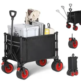 Garveelife 198723624341 Folding Wagon Portable Garden Heavy Duty Utility Beach Cart With Side P