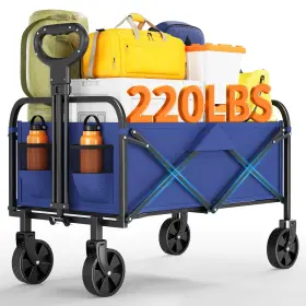339c09ip0010 Garveelife Utility Collapsible Wagon Cart 220lbs Allterrain Wheels Blue