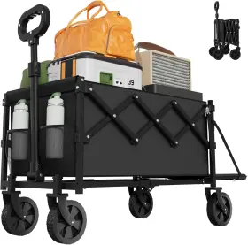 Geisoun 627179020686 Collapsible Wagon With Wheels 350lbs Wagons Carts Foldable Cart Expa