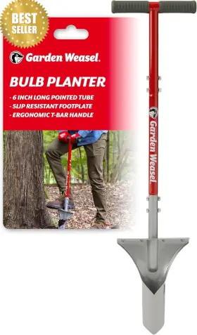 91350-3 General Tools Bulb Planter Tool Long Handle Carbon Steel Sod Cutter Tulip Daffodil Garden
