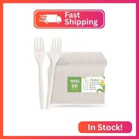 Gezond Lh-fok-50-n Compostable Forks 50 Count 7 Inch No Plastic Disposable Heavy-duty