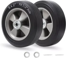 Gicool 445006756781 8 Inch X 2 Solid Rubber Flat-free Tire And Wheel With Ball Bearings 1/2 Axle
