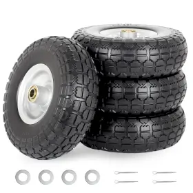 B0bg51v5vc Gicool 10-inch 4.10/3.50-4 Inch Flat-free Solid Tire And Wheel With 5/8 Axle Bore Hole