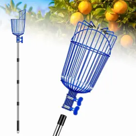 Ht0195 Ginbel Direct Fruit Picker Pole With Basket Segmented Tool 40-70 Inch