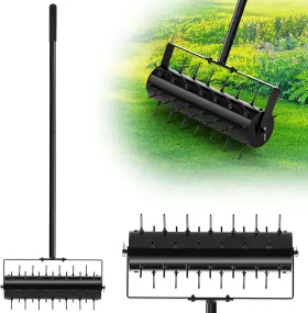 Mul-gisafai-14115 Gisafai 18 Inch Heavy Duty Rolling Lawn Aerator Manual Tool With 5