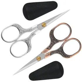 Scissors-2 Glexal 614198153488 Small Sharp Scissors-glexal 5 Inch Precision Copper And Silver