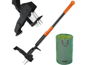 Goodpartner-40in-blk Goodpartner Goodpartner-40in-blk/org Weed Puller Tool 40 Inch Long Handle Picker Leaf Bag - Black/orange