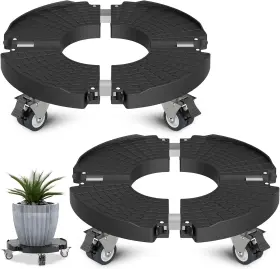 Gv-pc2pb Goovilla Plant Stand With Wheels Heavy Duty 2pack Adjustable 15-22 Black