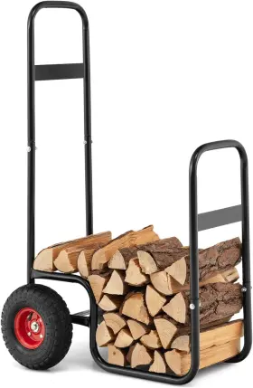 Su-10001-at Goplus Firewood Cart With Wheels Outdoor Indoor Rolling Fire Wood Log