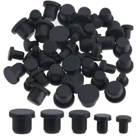 Gorgecraft Ajew-gf0008-07-us16 50pcs 5 Sizes Silicone Hole Plug Black Round 0.16 0.37inch