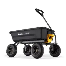 Gorilla Carts 711181434385 Garden Dump Cart 600 Lb. Weight Capacity Pneumatic Tires Plastic Bin