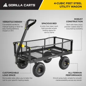 Gcg-900-u-c Gorilla Carts Cart Gcg-900 Steel Utility Wagon Gray 900 Lb Capacity For Parts #2