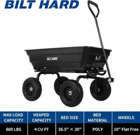 Gor6ps Gorilla Carts Bilt Hard Poly Garden Dump Cart Camping Wagon 600 Lb Capacity #3
