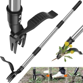 B0dpfkl7s3 Goxawee Weed Puller Tool 4-claw Stand Up Weeder With Adjustable 46 Inch Handle For Remove