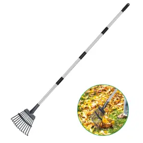 Greatbuddy 741365841753 Adjustable Leaf Rake 8ftft Wide Metal Perfect For Shrub Flower Bed And Sm